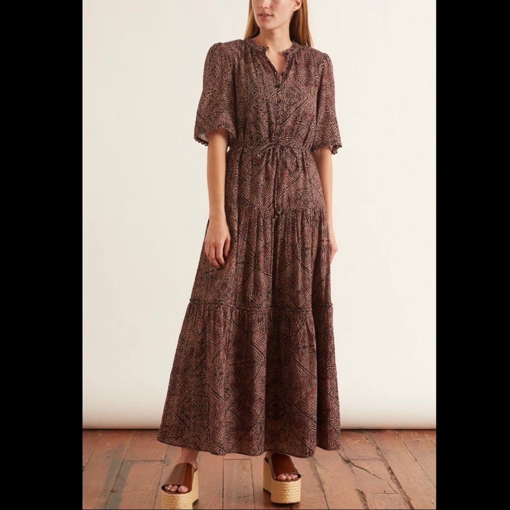 Apiece Apart Alta Dress Black pink Shabori print